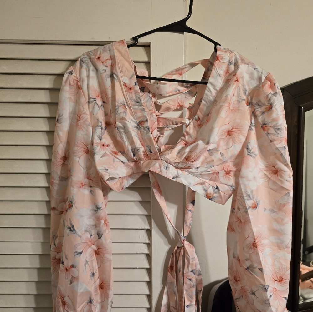 Women's crop top wrap tie shirt